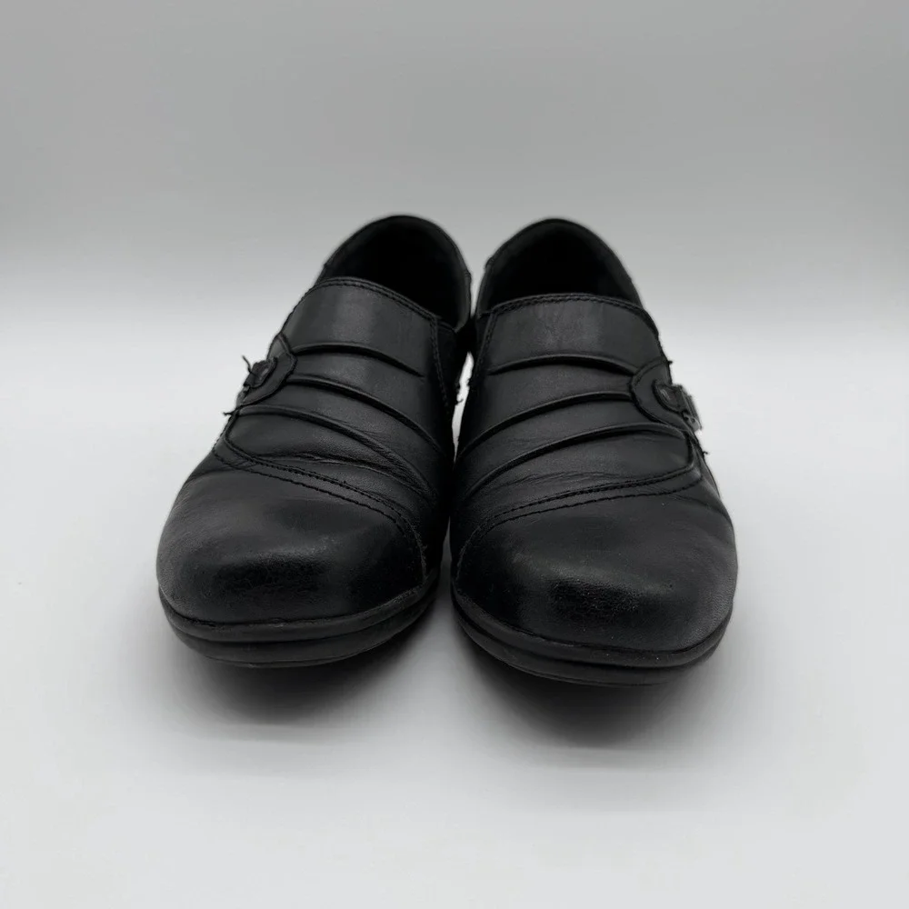 Earth Origins Women's Roxanne Slip-On Comfort Buckle Black Leather Size 8